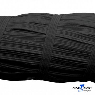 Резиновые нити с текстильным покрытием, шир. 6 мм (55 м/уп), цв.-черный - купить в Новочебоксарске. Цена: 210.75 руб.