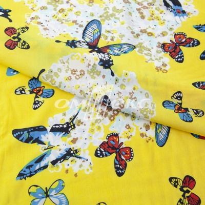 Плательная ткань "Софи" 7.2, 75 гр/м2, шир.150 см, принт бабочки - купить в Новочебоксарске. Цена 241.49 руб.