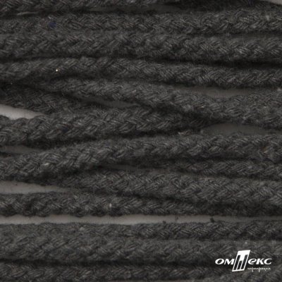 Шнур плетеный d-6 мм круглый, 70% хлопок 30% полиэстер, уп.90+/-1 м, цв.1088-т.серый - купить в Новочебоксарске. Цена: 588 руб.