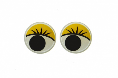 Глазки для игрушек, круглые, с бегающими зрачками, 12 мм/упак.50+/-2 шт, цв. -желтый - купить в Новочебоксарске. Цена: 96.01 руб.