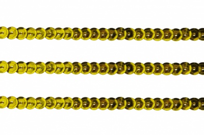 Пайетки "ОмТекс" на нитях, SILVER-BASE, 6 мм С / упак.73+/-1м, цв. А-1 - т.золото - купить в Новочебоксарске. Цена: 468.37 руб.