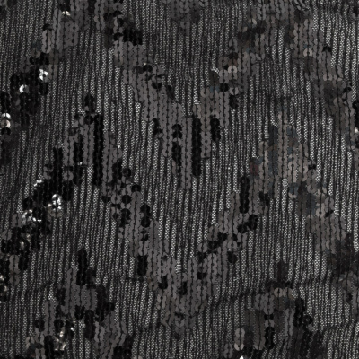 Трикотажное полотно с пайетками, шир.130 см, #311-бахрома чёрная - купить в Новочебоксарске. Цена 1 183.35 руб.