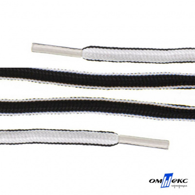 Шнурки #4-27, круглые 130 см, двухцветные (черно/белый) - купить в Новочебоксарске. Цена: 47.04 руб.