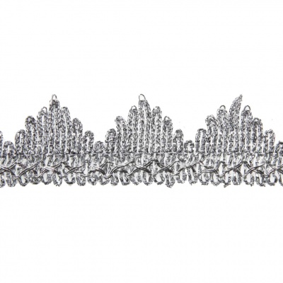 Тесьма металлизированная 0384-0240, шир. 40 мм/уп. 25+/-1 м, цвет серебро - купить в Новочебоксарске. Цена: 490.74 руб.