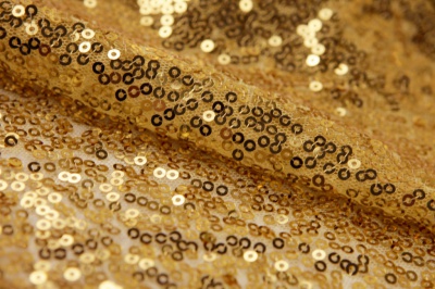 Сетка с пайетками №6, 188 гр/м2, шир.130см, цвет золото - купить в Новочебоксарске. Цена 371.02 руб.
