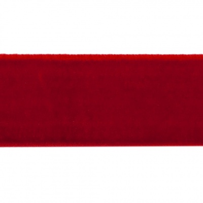 Лента бархатная нейлон, шир.25 мм, (упак. 45,7м), цв.45-красный - купить в Новочебоксарске. Цена: 991.10 руб.