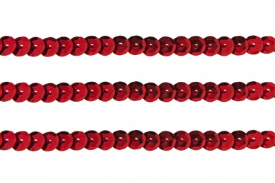 Пайетки "ОмТекс" на нитях, SILVER-BASE, 6 мм С / упак.73+/-1м, цв. 3 - красный - купить в Новочебоксарске. Цена: 468.37 руб.