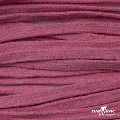 Шнур плетеный d-8 мм плоский, 70% хлопок 30% полиэстер, уп.85+/-1 м, цв.1029-розовый - купить в Новочебоксарске. Цена: 735 руб.