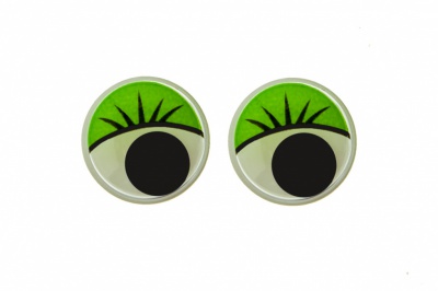 Глазки для игрушек, круглые, с бегающими зрачками, 15 мм/упак.50+/-2 шт, цв. -зеленый - купить в Новочебоксарске. Цена: 113.01 руб.