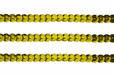 Пайетки "ОмТекс" на нитях, SILVER-BASE, 6 мм С / упак.73+/-1м, цв. 7 - св.золото - купить в Новочебоксарске. Цена: 468.37 руб.