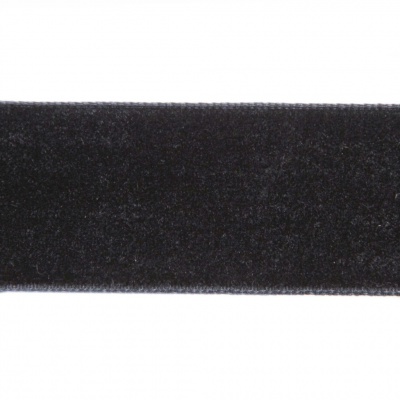 Лента бархатная нейлон, шир.25 мм, (упак. 45,7м), цв.03-черный - купить в Новочебоксарске. Цена: 809.01 руб.