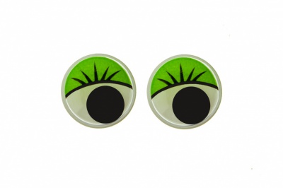 Глазки для игрушек, круглые, с бегающими зрачками, 12 мм/упак.50+/-2 шт, цв. -зеленый - купить в Новочебоксарске. Цена: 96.01 руб.