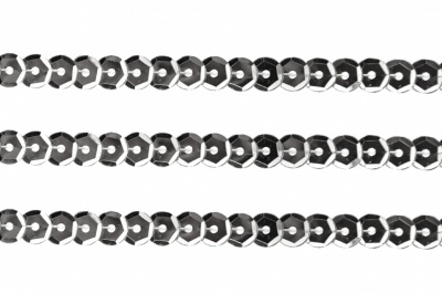 Пайетки "ОмТекс" на нитях, SILVER-BASE, 6 мм С / упак.73+/-1м, цв. 1 - серебро - купить в Новочебоксарске. Цена: 468.37 руб.