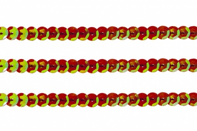 Пайетки "ОмТекс" на нитях, CREAM, 6 мм С / упак.73+/-1м, цв. 96 - красный - купить в Новочебоксарске. Цена: 484.77 руб.