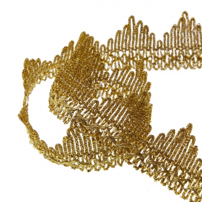 Тесьма металлизированная 0384-0240, шир. 40 мм/уп. 25+/-1 м, цвет золото - купить в Новочебоксарске. Цена: 490.74 руб.