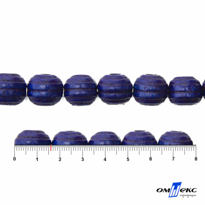 0309-Бусины деревянные "ОмТекс", 16 мм, упак.50+/-3шт, цв.006-синий - купить в Новочебоксарске. Цена: 62.22 руб.