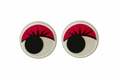 Глазки для игрушек, круглые, с бегающими зрачками, 15 мм/упак.50+/-2 шт, цв. -красный - купить в Новочебоксарске. Цена: 113.01 руб.